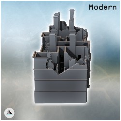 Set de huit immeubles modernes en ruine avec cheminées (13)