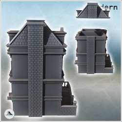 Set of two European houses with upper floor and access staircase (14)