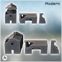 Set de bâtiments de ferme en pierre avec toit en tuiles (20)
