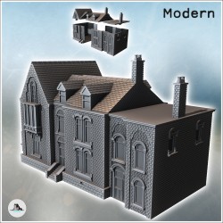 Set de trois bâtiments en pierre avec cheminées (24)