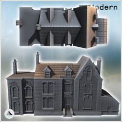 Set of Three Stone Buildings with Chimneys (24)