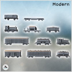 Set de locomotive et wagons modernes de transport de matériaux avec citernes (1)