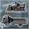 Set of destroyed vehicles with utility truck and Soviet T-55 tank (3)