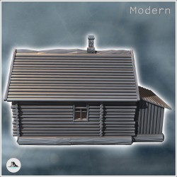 Maison en rondin de bois avec annexe et cheminée (4)