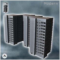 Set modulaire d'immeubles modernes en béton à étages (5)