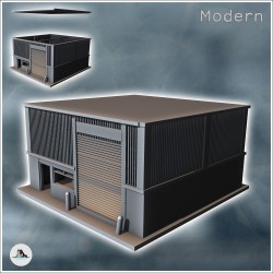 Garage moderne industriel avec grande porte et murs en tôle (8)