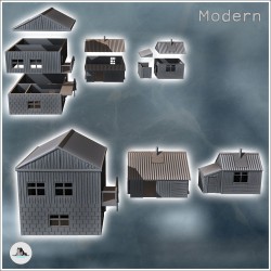 Set de trois maisons modernes à toit en tôle avec escalier extérieur (11)