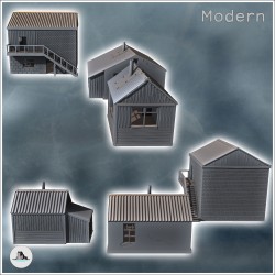 Set de trois maisons modernes à toit en tôle avec escalier extérieur (11)