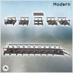 Pont moderne modulaire en métal avec planche de bois (version intacte et endommagée) (3)