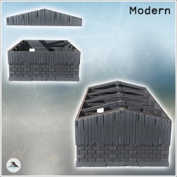Stone and wooden industrial building with metal beams without a roof (8)