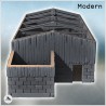 Bâtiment industriel en pierre et planche de bois avec poutres métalliques sans toit (8)