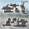 Set de ruines de cathédrale gothique avec grandes voûtes et pans de murs effondrés (6)