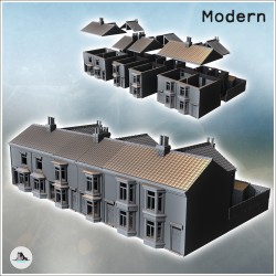 Set de trois bâtiments avec grandes fenêtres à baie et jardin arrière entouré d'un haut muret (version intacte) (21)
