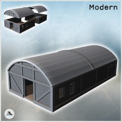 Storage hangar with curved roof and multiple windows (4)