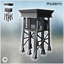 Tour de défense avec supports en poutres métalliques et plateforme (5)