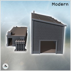 Set de deux bâtiments industriels en brique avec générateur (7)