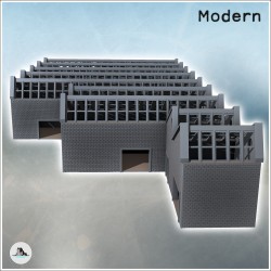 Large modern factory with glazed shed roof, multiple accesses, and brick walls (10)