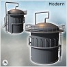 Round industrial tank with multiple pipes and access staircase (11)