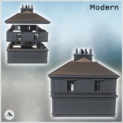Bâtiment moderne à étage avec toit en tuile et multiples cheminées (17)