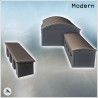 Set of two modern brick buildings with curved roofs (18)