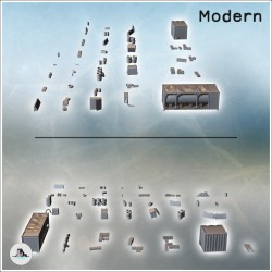 Modern accessory set with containers, tires and sandbags (2)