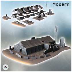 Tente moderne médicale avec antenne et murs en ruine (8)