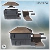 Set de pont arrondi et maison moderne avec toit à quatre pans et annexe en demi-cercle (5)