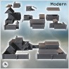 Set of rural farm with multiple buildings, barn, well, and stone enclosure walls (12)
