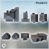 Set of four modern houses with a chimney, brick walls, and entrance access stairs (13)