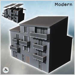 Immeuble moderne à toit simple incliné avec trois étages à balcons (15)