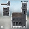 Grand bâtiment classique à toit en tuile et murs en pierre avec clocher à horloge (version intacte) (16)