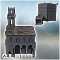 Grand bâtiment classique à toit en tuile et murs en pierre avec clocher à horloge (version intacte) (16)