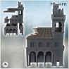 Grand bâtiment classique à toit en tuile et murs en pierre avec clocher à horloge (version en ruine) (17)