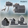 Set de ville rurale slave avec chapelle orthodoxe, maisons en rondins de bois et set modulaire de barrières en bois (20)