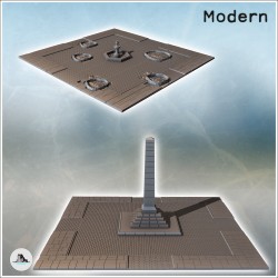 Large modular urban square with a central obelisk or fountain (intact and cratered versions) (23)