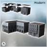 Set de deux immeubles modernes à toit plat avec grand passage sous colonnades et murs en brique (24)