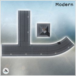 Set de routes pavées urbaines modulaires et monument d'obélisque en pierre (25)