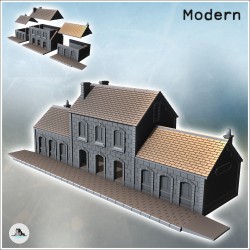 Building with paved sidewalk with inclined access and two side wings (intact version) (27)