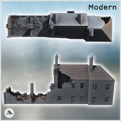 Set of five buildings with ruins, balconies, and large chimneys (37)