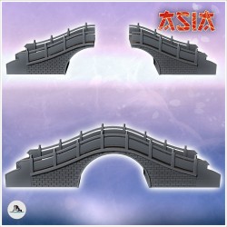 Asian brick bridge with wooden railing and stair steps (4)