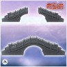 Pont asiatique en brique avec rambarde en bois et marches d'escalier (4)