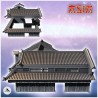 Set of two large Asian tiled roofed buildings with two market stalls (4)