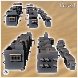 Grand set de quatorze bâtiments désertiques à toits plats (7)
