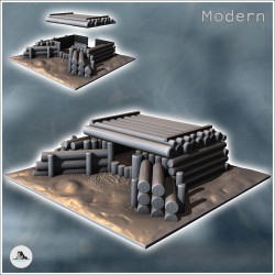 Bunker moderne en rondin de bois semi-enterré (9)