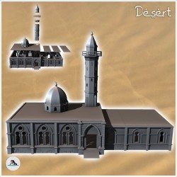 Mosquée orientale arabe avec minaret à dôme et annexe (16)
