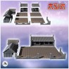 Set of two Asian buildings with large paved courtyard and stone wall (18)