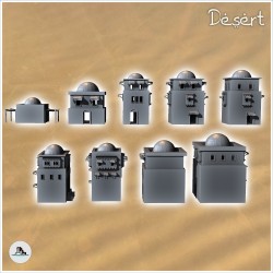 Grand set de neufs bâtiments désertiques avec dômes sur toit (19)