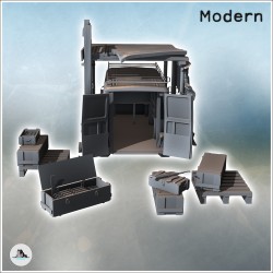 Van moderne avec portes arrières ouvertes et caisses de munitions d'armes (4)