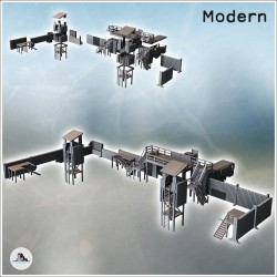 Set de fortifications modernes post-apo avec murs en tôle de métal, miradors et carcasses de bus (5)