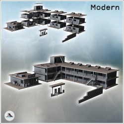 Set de motel moderne avec grand bâtiment principal à étage et  station service (7)